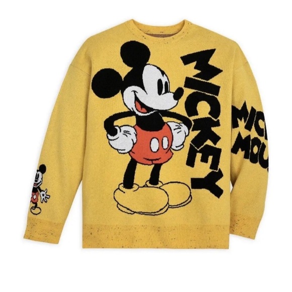 Disney Sweaters - Extra Large Disney Parks Mickey Mouse Pullover Knit Sweater, Yellow.